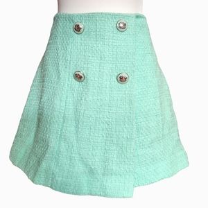 ZARA HIGH-WAIST TEXTURED SKORT SEA GREEN
